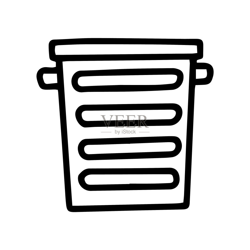 塑料洗衣篮简笔画图标素材