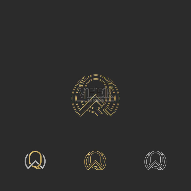 字母首字母标志:QW、WQ、W和Q图标素材