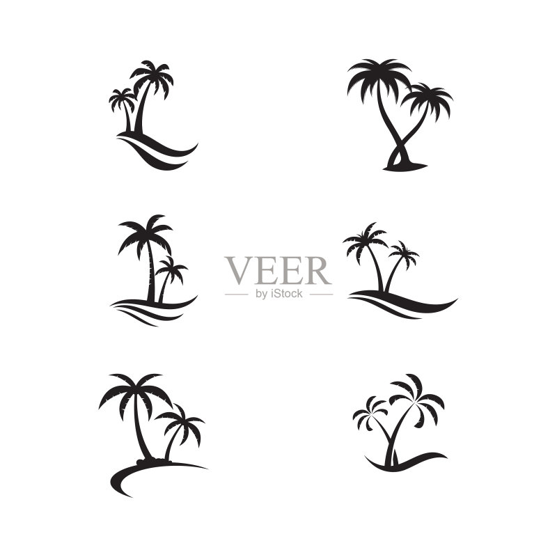 棕榈树夏天标志模板图标素材