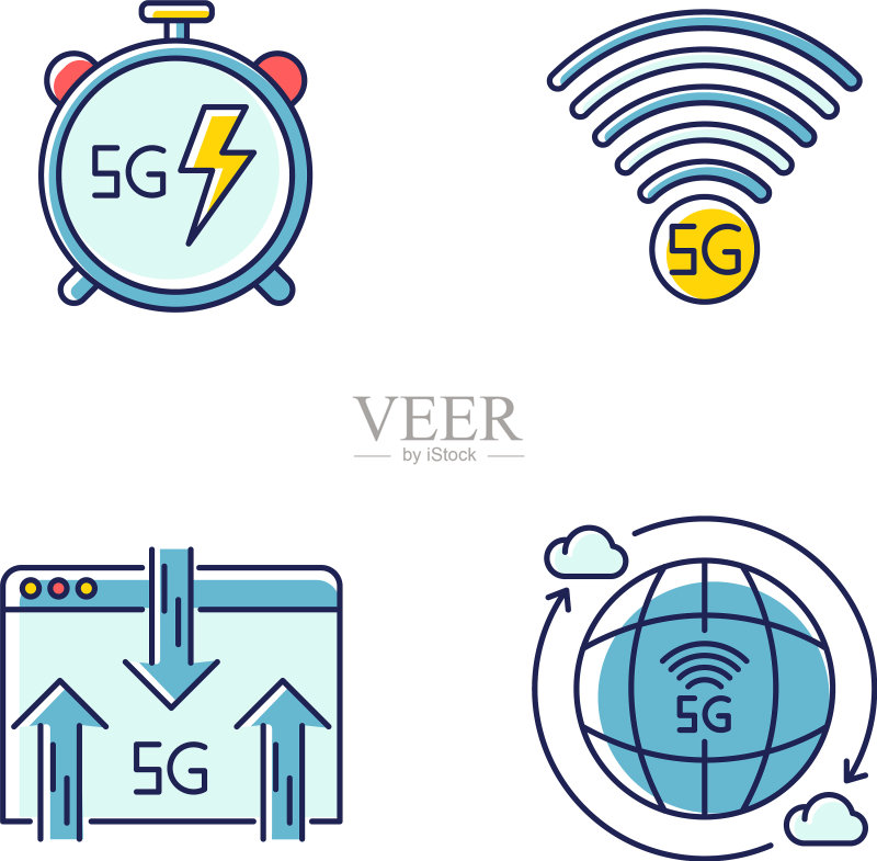 5G无线技术RGB颜色图标合集图标素材