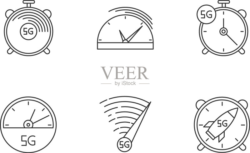 5G快速连接像素线性图标图标素材