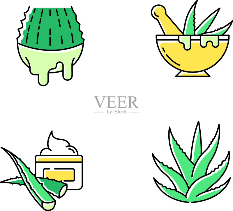 芦荟绿色系图标集:芦荟汁图标素材