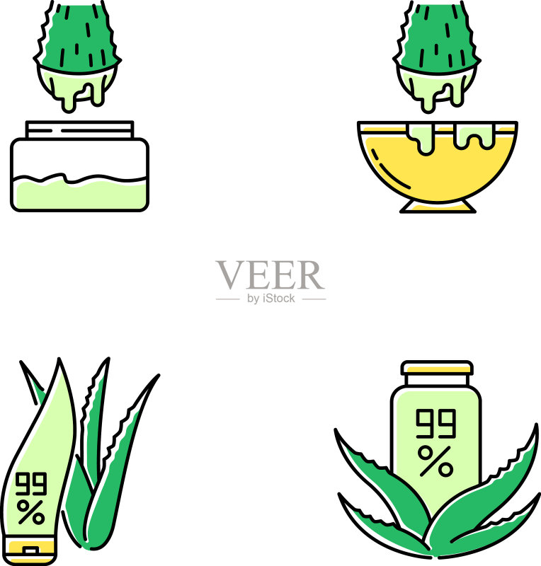 芦荟绿色系图标集:芦荟汁图标素材