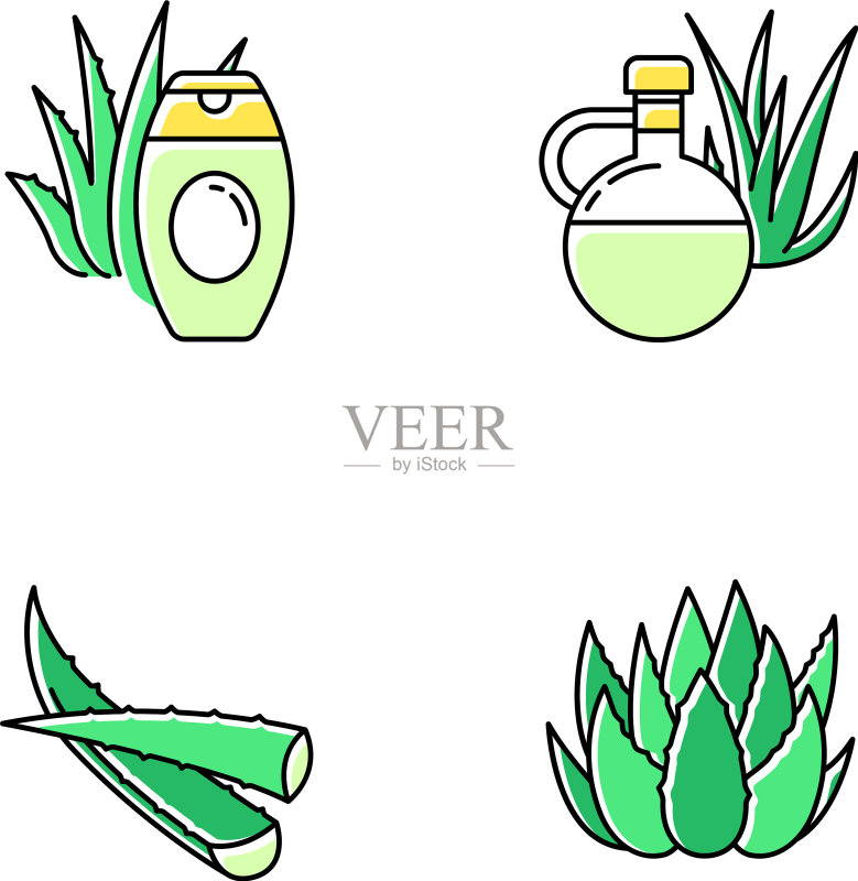 芦荟绿色图标集植物芽图标素材