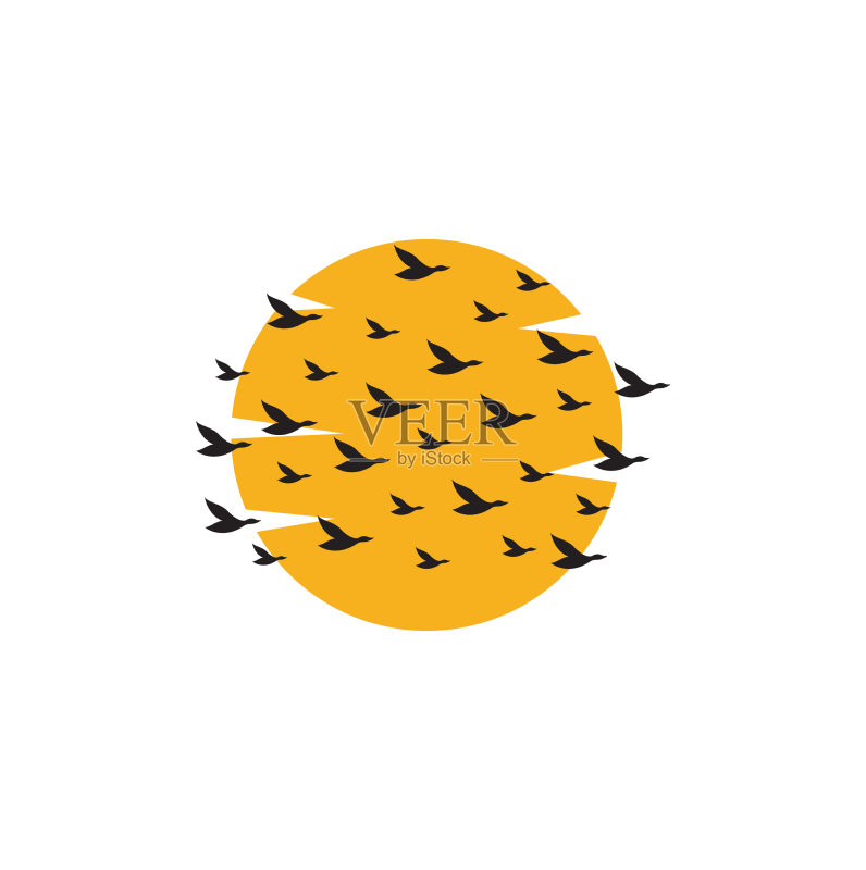 夕阳下的鸟群logo标志符号图标图标素材