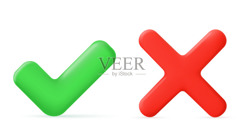 绿色勾号和叉号图标素材