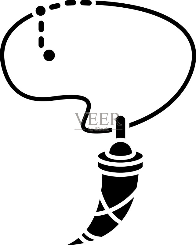 动物牙齿黑色符号魔法项链图标素材
