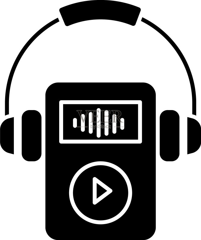 数字音乐播放器黑色图标图标素材