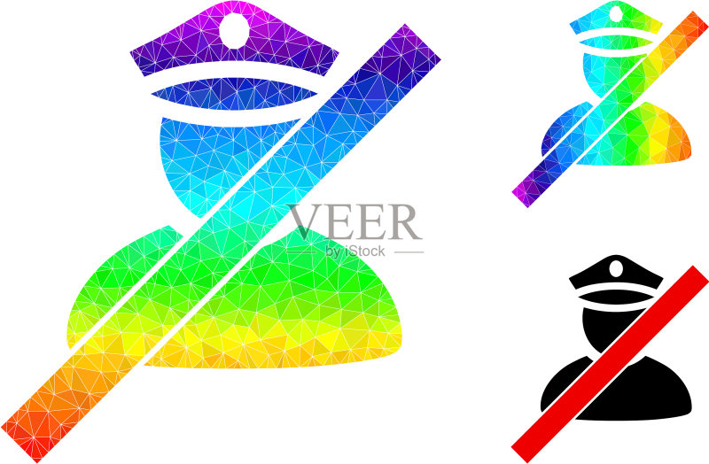 低多边形错误警察图标与光谱图标素材