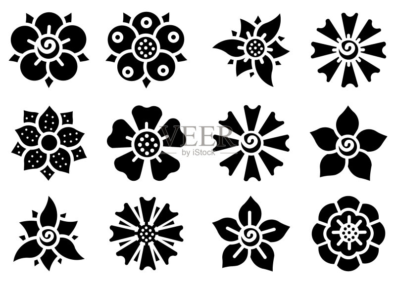 花卉元素线条图标合集图标素材