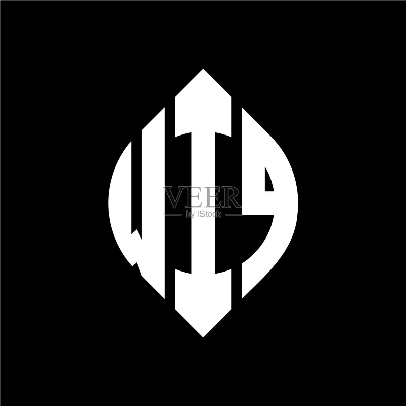 带有圆圈的WIQ字母logo设计图标素材