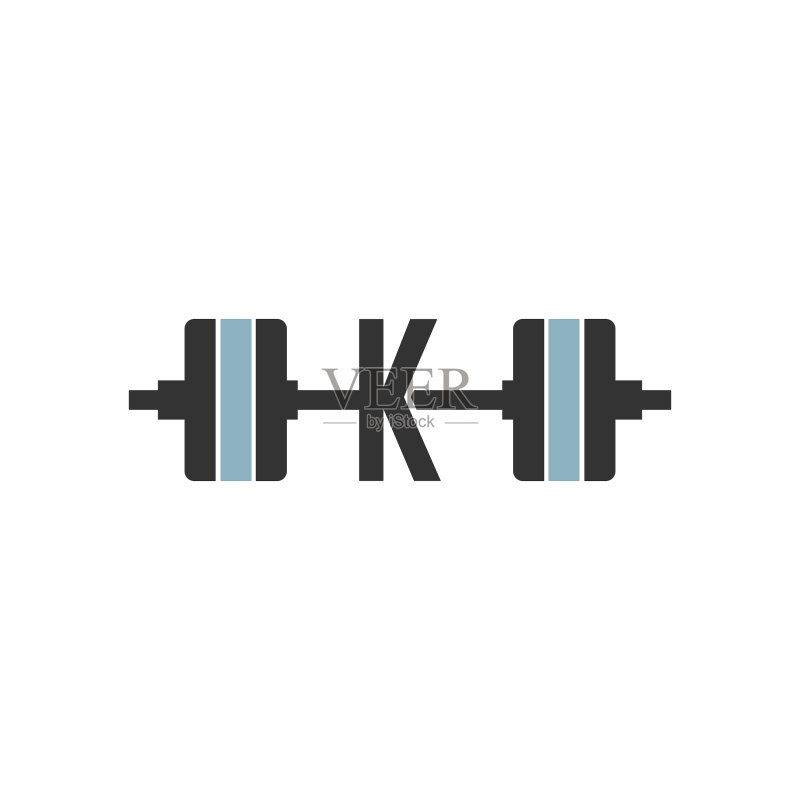 杠铃图标字母K健身设计模板图标素材