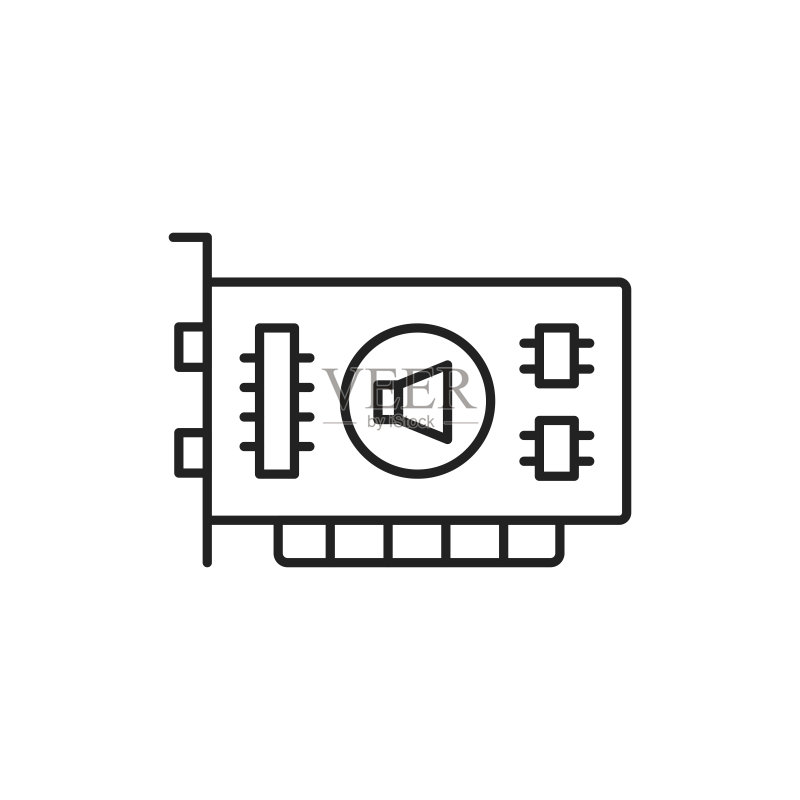 电脑声卡图标:高质量黑色矢量图图标素材