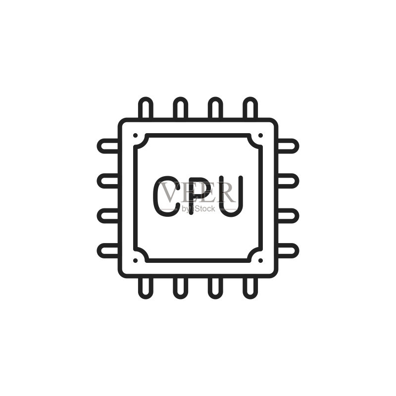 处理器CPU图标:高质量黑色矢量图图标素材