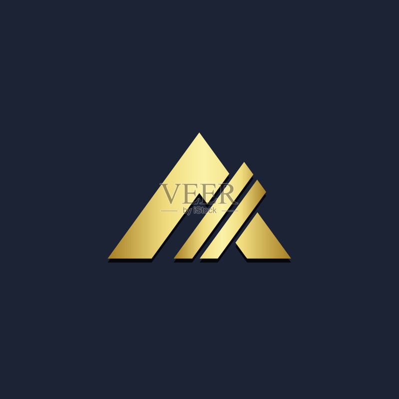 三角形线条金色Logo图标素材