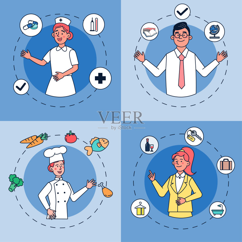 不同职业的人物角色图标素材
