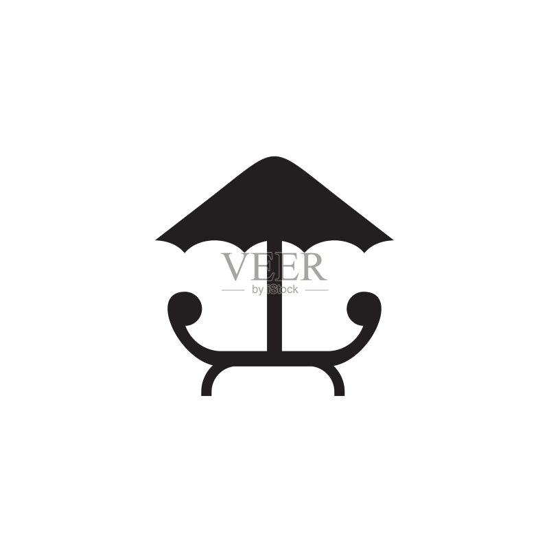 带有椅子和遮阳伞的户外餐厅图标素材