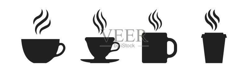 带蒸汽的咖啡茶杯图标图标素材