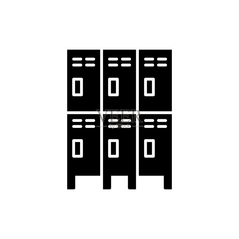 双层员工金属储物柜,学校、学院钢制衣柜,健身房、俱乐部更衣室储物柜,运动家具扁平图标图标素材