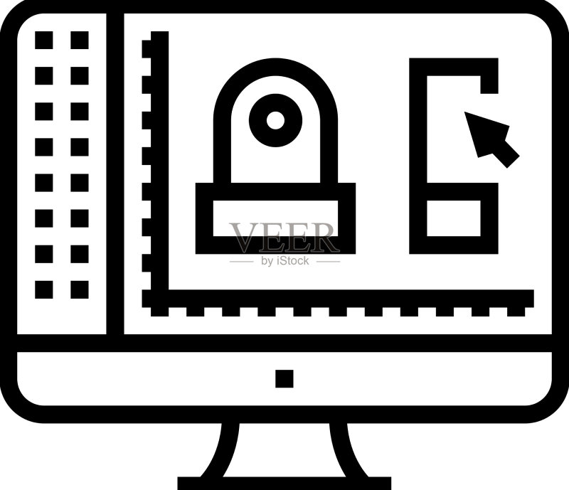 机械设计线性图标3D图像图标素材