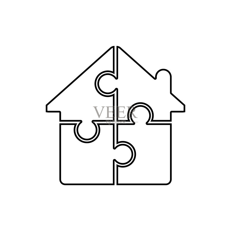 房屋拼图图标商业建筑图标素材