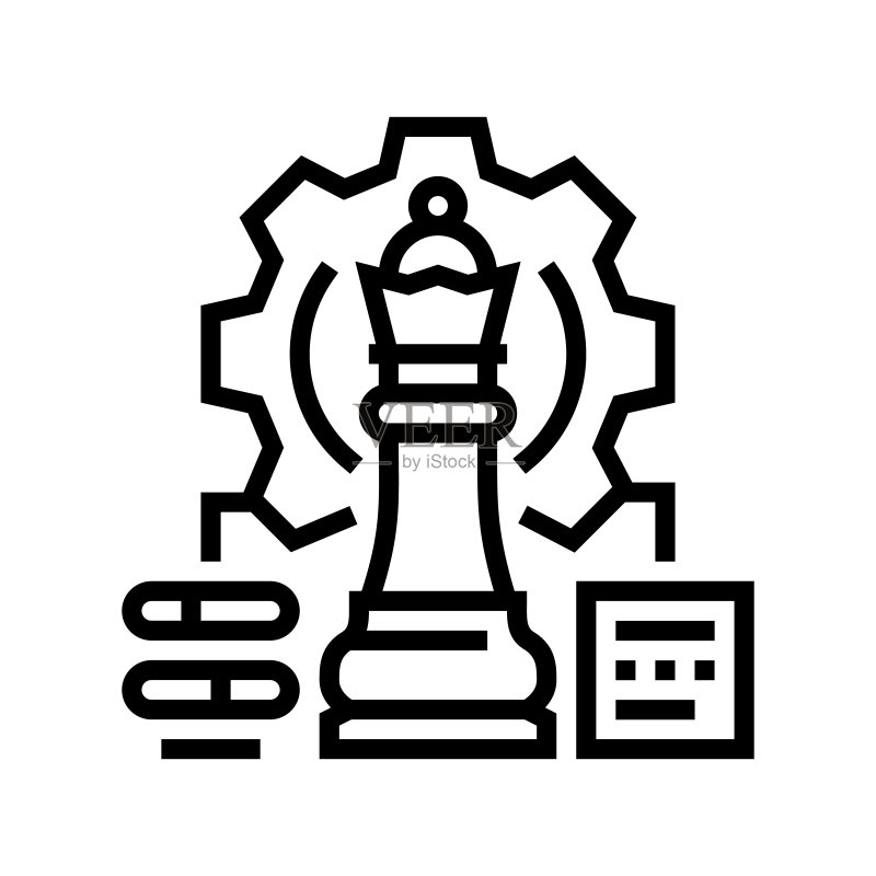 战略游戏和商业线性图标矢量图图标素材