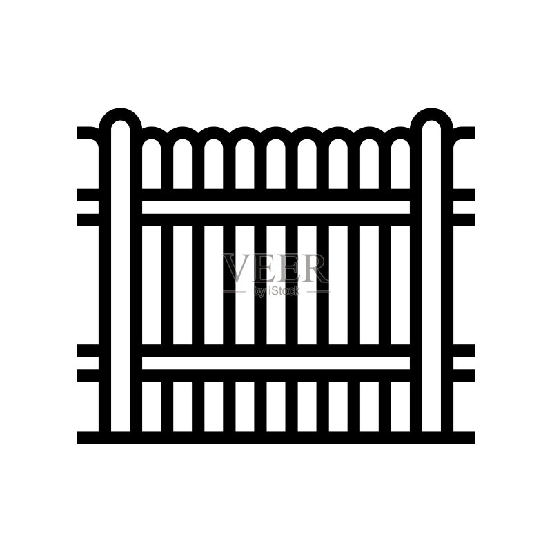 木栅栏线条图标矢量插图图标素材