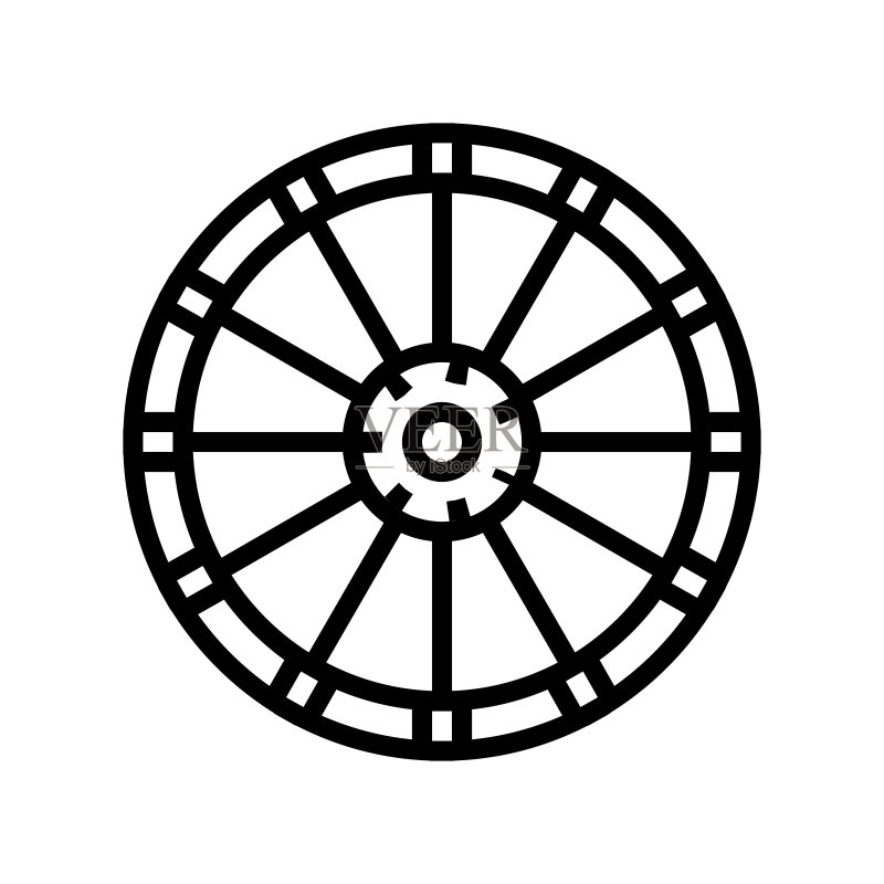 旧轮子线条图标矢量图图标素材