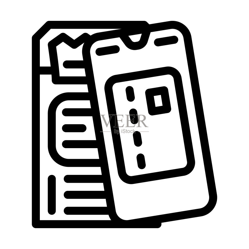 手机扫码非接触式支付线型图标矢量图图标素材