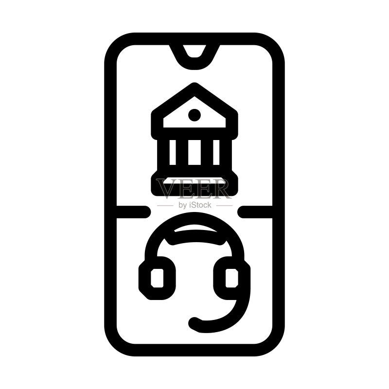 银行服务支持线条图标矢量图图标素材