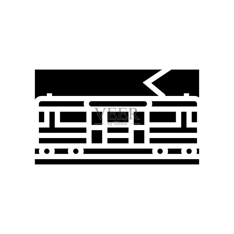 城市有轨电车标志矢量插画图标素材