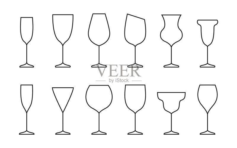 酒杯轮廓线条logo图标集图标素材
