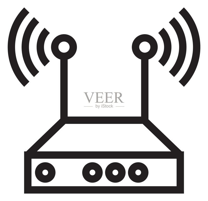 Wifi路由器:无线网络设备线性图标图标素材