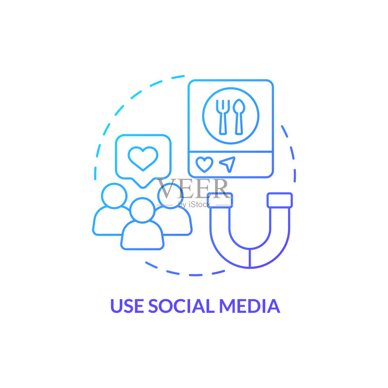使用社交媒体蓝色渐变概念图标图标素材