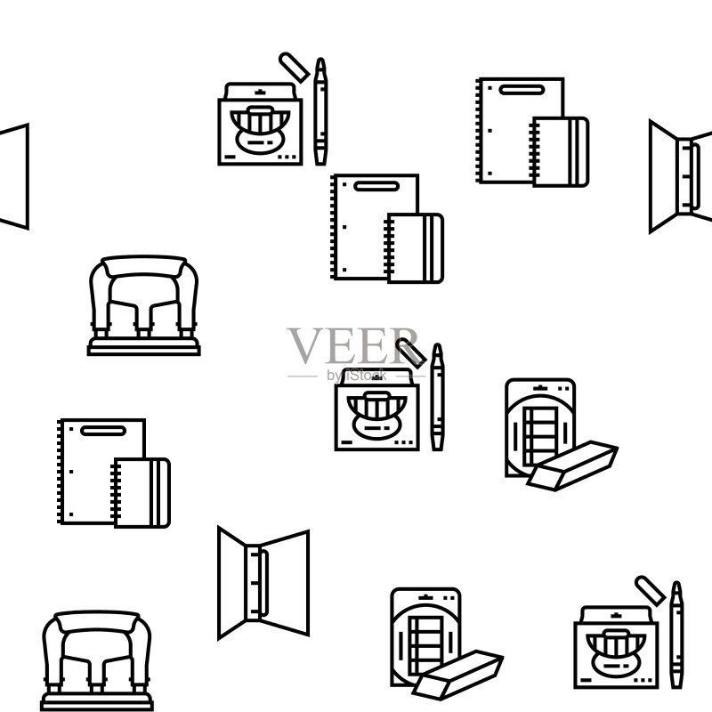 文具学习用品工具无缝背景图标素材