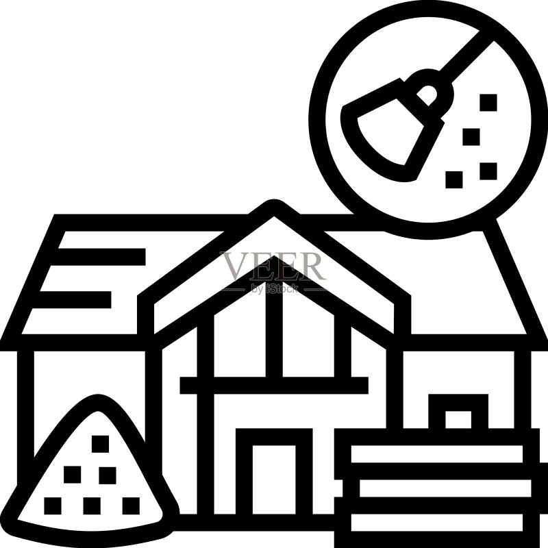建筑后清洁线性图标图标素材
