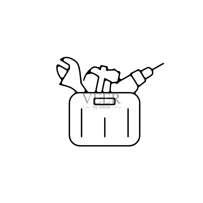 带工具的工具箱图标(细线)图标素材