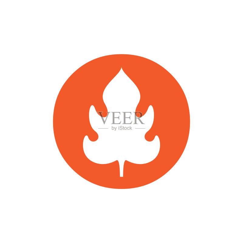 带有枫叶标志设计的橙色圆形图案图标素材