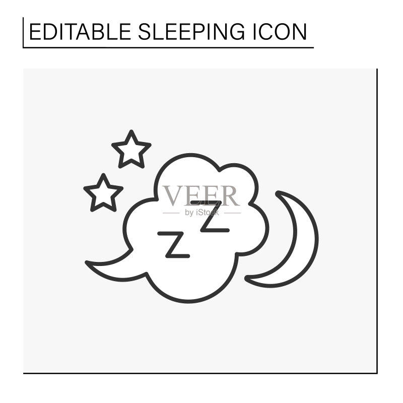 睡眠云朵线条图标图标素材