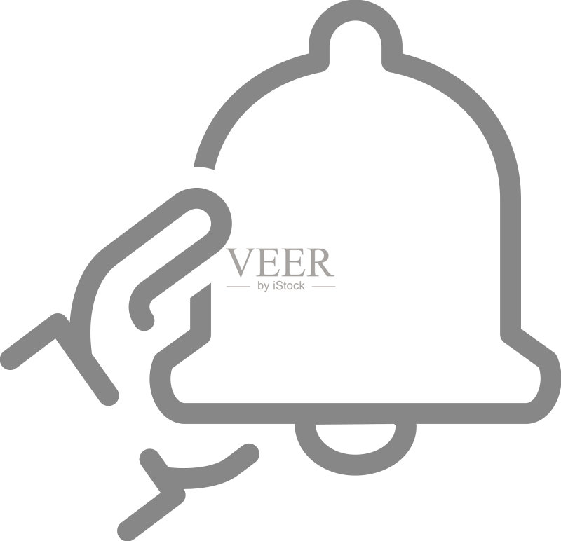 收件箱通知铃声和手势线条图标图标素材