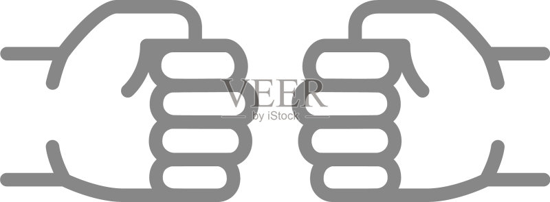 碰拳线条图标力量击掌符号图标素材