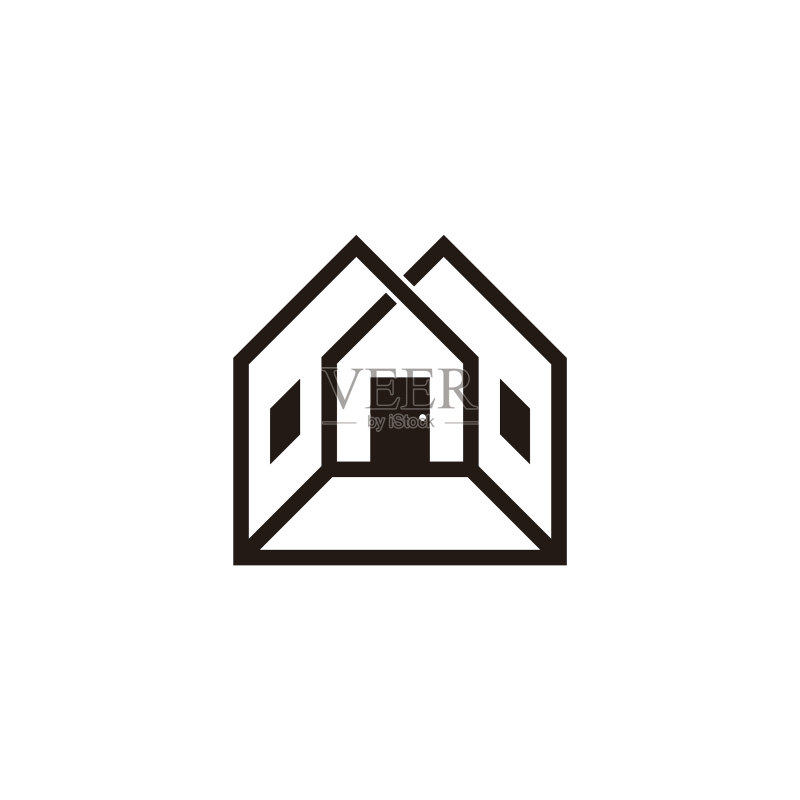 家居室内装饰设计线条艺术图标素材