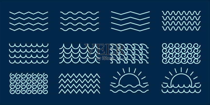 简约线条波浪图标logo图标素材