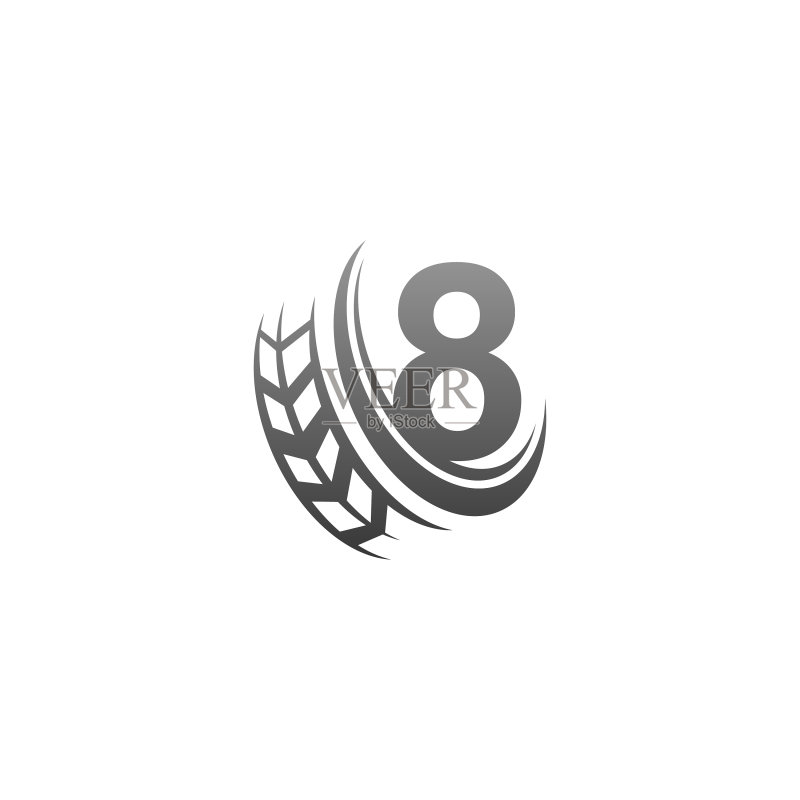 带尾随轮图标设计的数字8图标素材