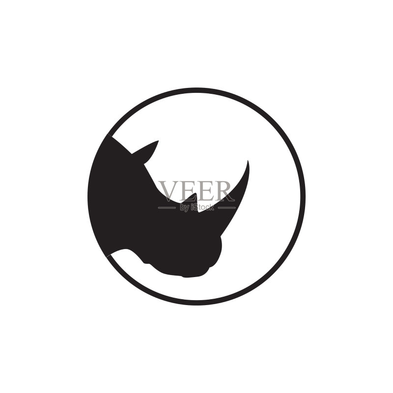 犀牛头像圆形线条logo设计图标素材