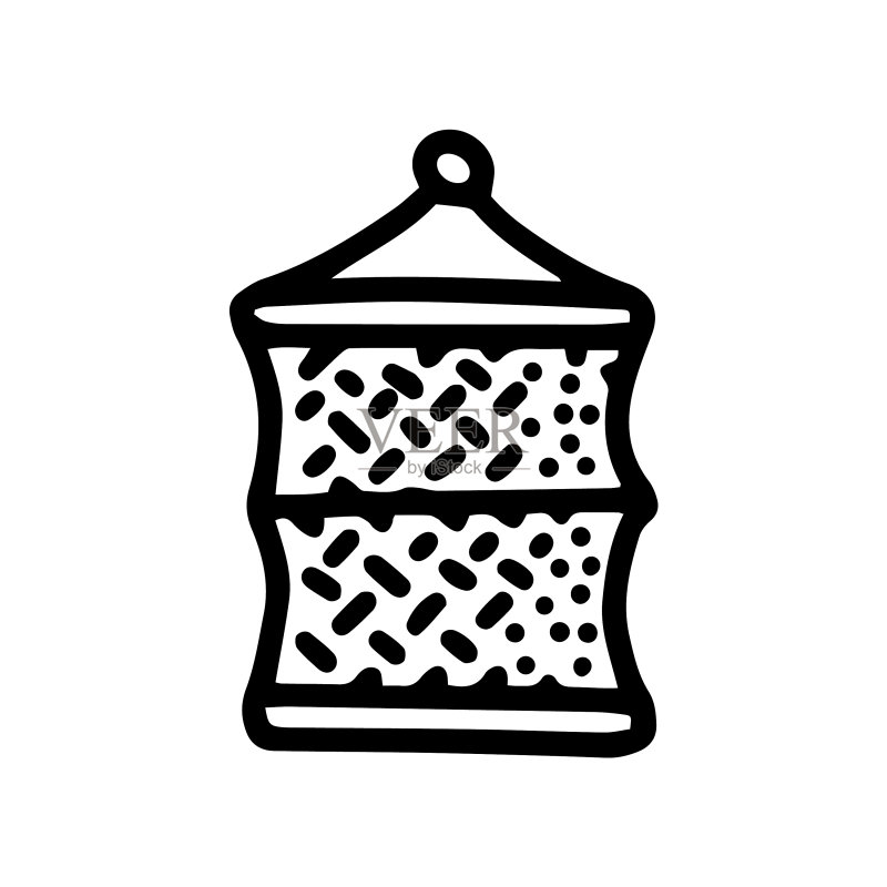 可折叠渔网笼线条涂鸦图标素材