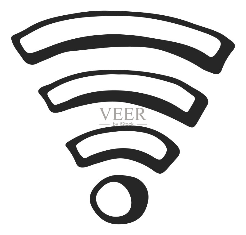 Wi-fi符号。无线网络连接涂鸦图标图标素材