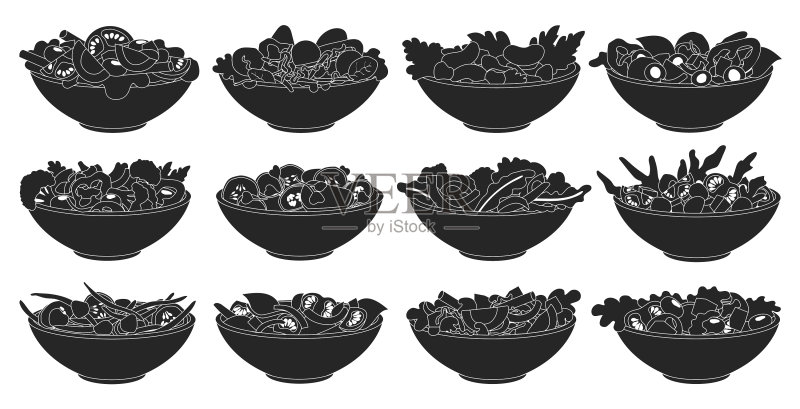 黑色蔬菜沙拉图标图标素材