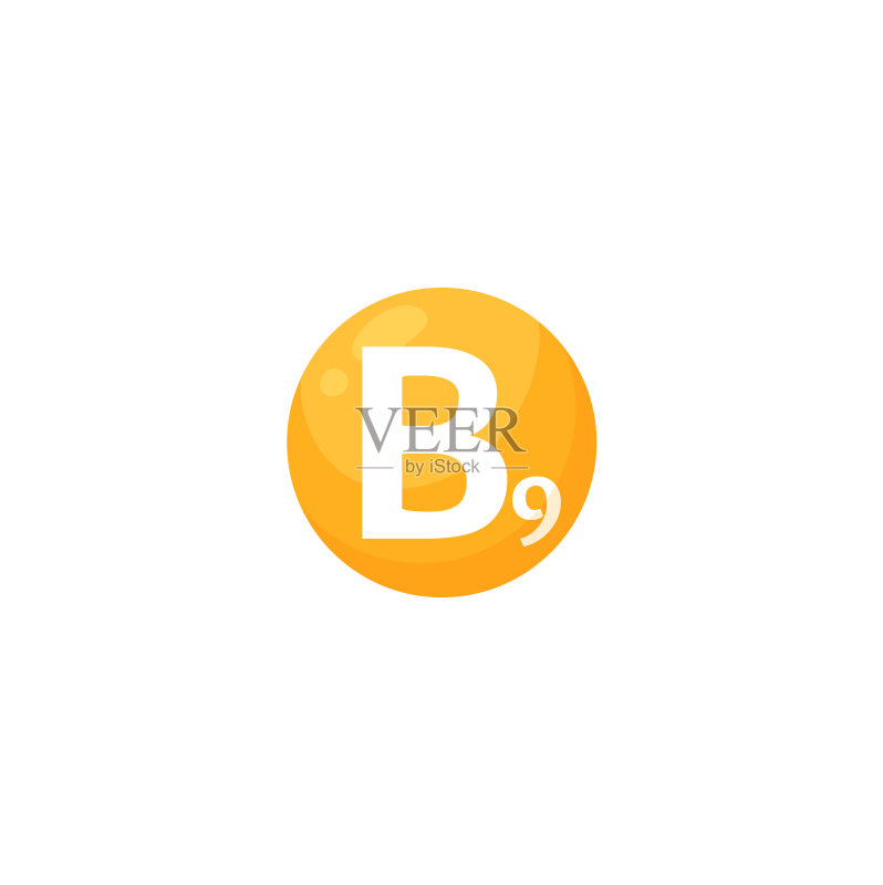 维生素B9或叶酸扁平图标图标素材