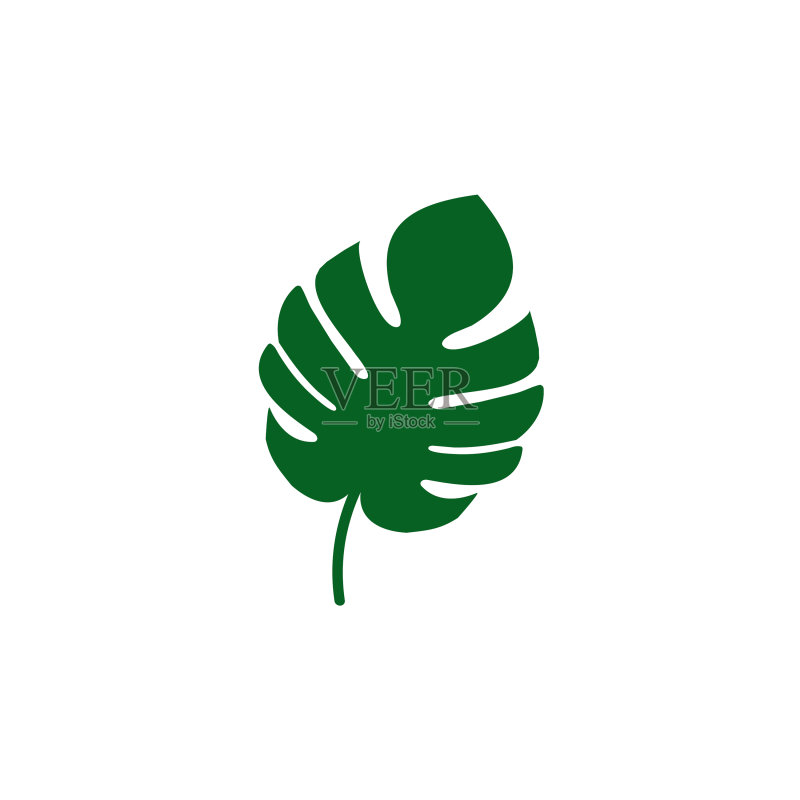 美味龟背竹叶植物标志设计图标素材